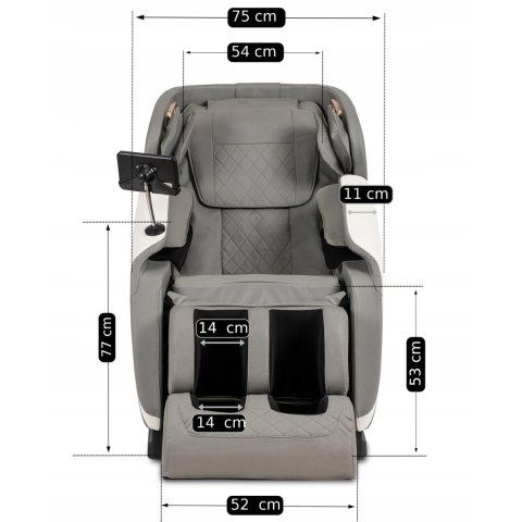 Fotel Masujący VX MAX Wypoczynkowy Relaksacyjny Szary Ekoskóra Nowoczesny