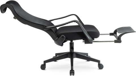 Fotel Biurowy Ergonomiczny Obrotowy z Podnóżkiem ACTON Czarny