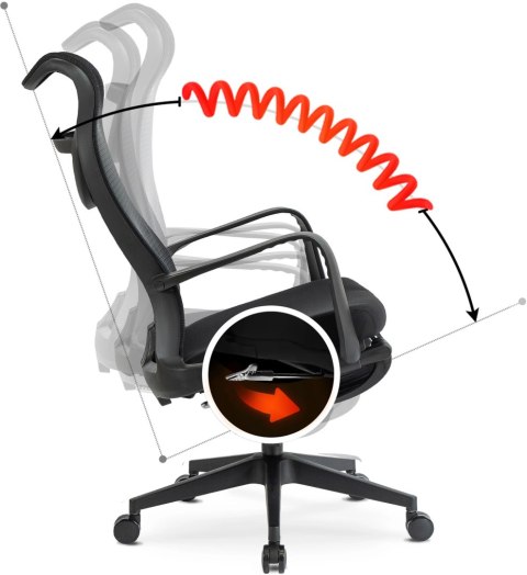 Fotel Biurowy Ergonomiczny Obrotowy z Podnóżkiem ACTON Czarny