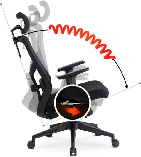 Fotel Biurowy Ergonomiczny Obrotowy BENTO Czarny Nowoczesny