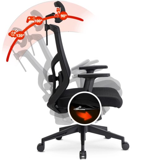 Fotel Biurowy Ergonomiczny Obrotowy BENTO Czarny Nowoczesny