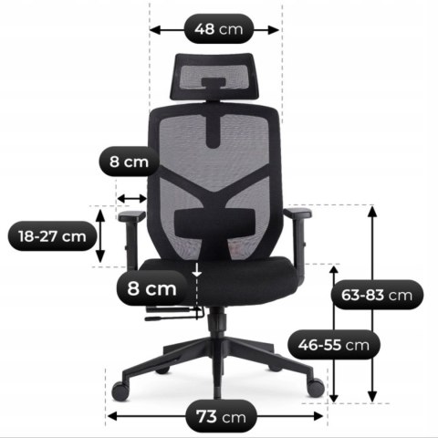 Fotel Biurowy Ergonomiczny Obrotowy BENTO Czarny Nowoczesny