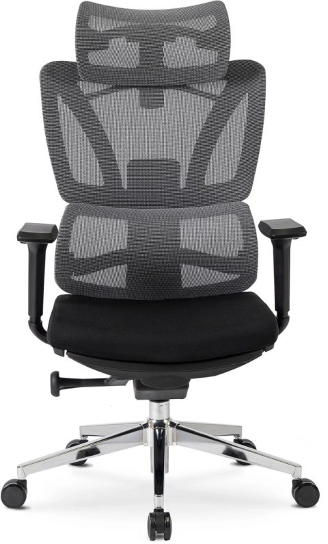 Fotel Obrotowy DELSIN Ergonomiczny Czarny Z Podnóżkiem