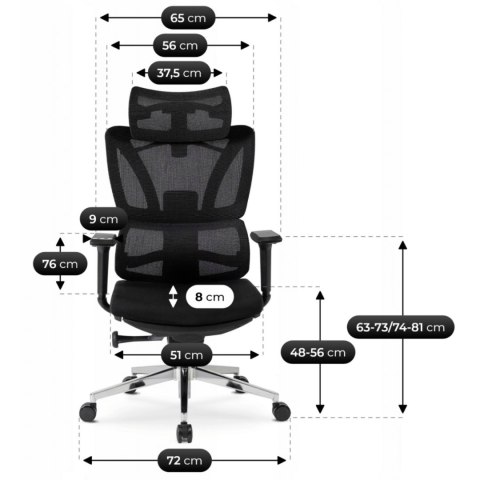 Fotel Obrotowy DELSIN Ergonomiczny Czarny Z Podnóżkiem