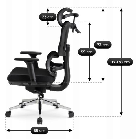 Fotel Obrotowy DELSIN Ergonomiczny Czarny Z Podnóżkiem