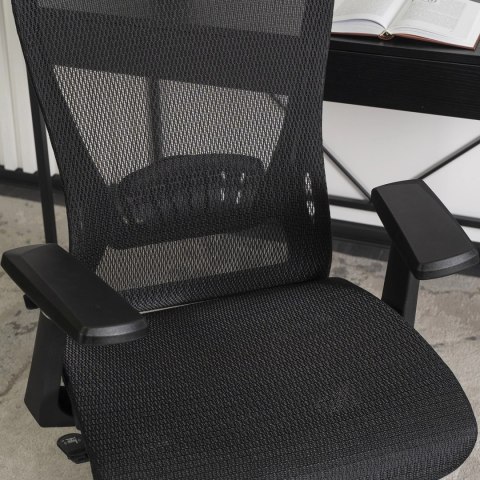 Fotel Biurowy Ergonomiczny Obrotowy LITOS Czarny Nowoczesny