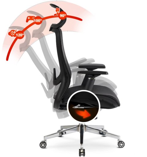 Fotel Biurowy Ergonomiczny Obrotowy LITOS Czarny Nowoczesny