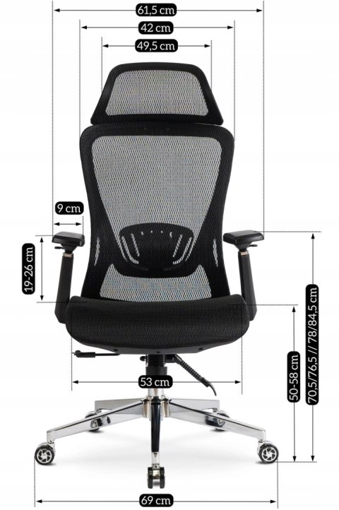 Fotel Biurowy Ergonomiczny Obrotowy LITOS Czarny Nowoczesny