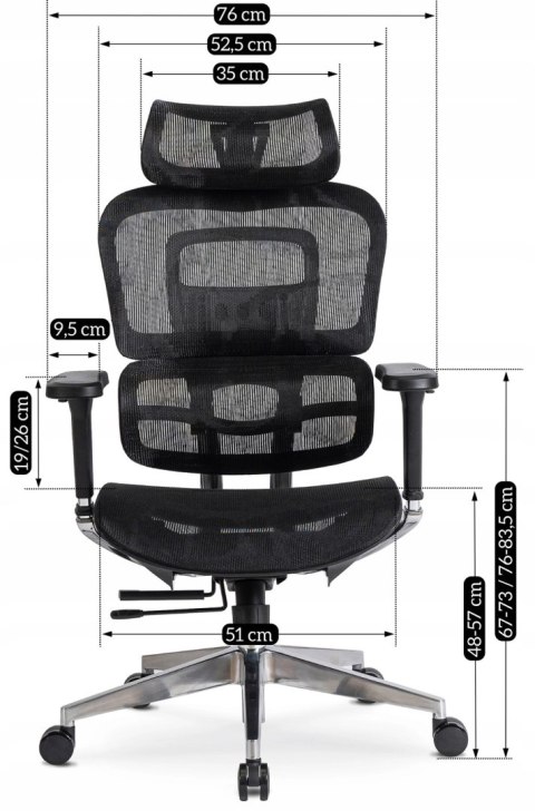 Fotel Biurowy Ergonomiczny Obrotowy NINO Czarny Nowoczesny