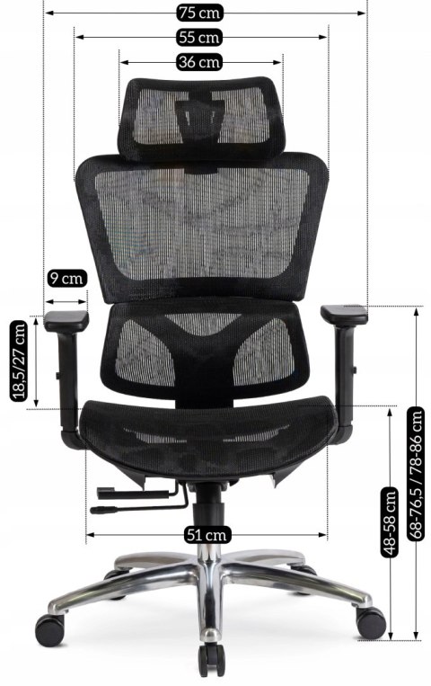 Fotel Obrotowy ROYAL Ergonomiczny Czarny