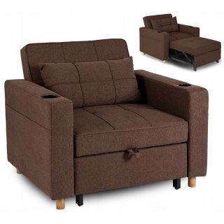 Fotel do Spania SOLOR Rozkładany Amerykanka Brązowy Nowoczesny