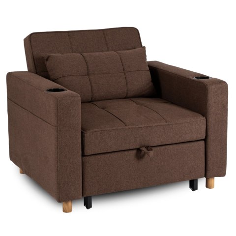 Fotel do Spania SOLOR Rozkładany Amerykanka Brązowy Nowoczesny