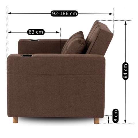 Fotel do Spania SOLOR Rozkładany Amerykanka Brązowy Nowoczesny