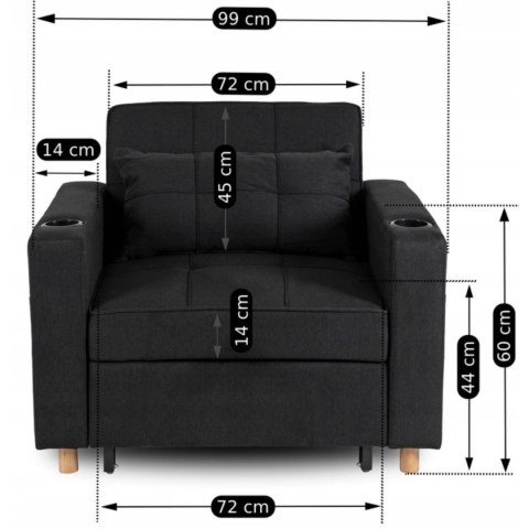 Fotel Rozkładany SOLOR Czarny
