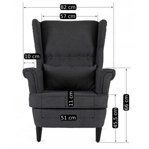 Fotel Wypoczynkowy EVAN 2 z Podnóżkiem Ciemnoszary