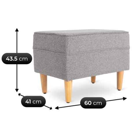 Fotel Wypoczynkowy Uszak EVAN 2 z Podnóżkiem Szary Tapicerowany Nowoczesny