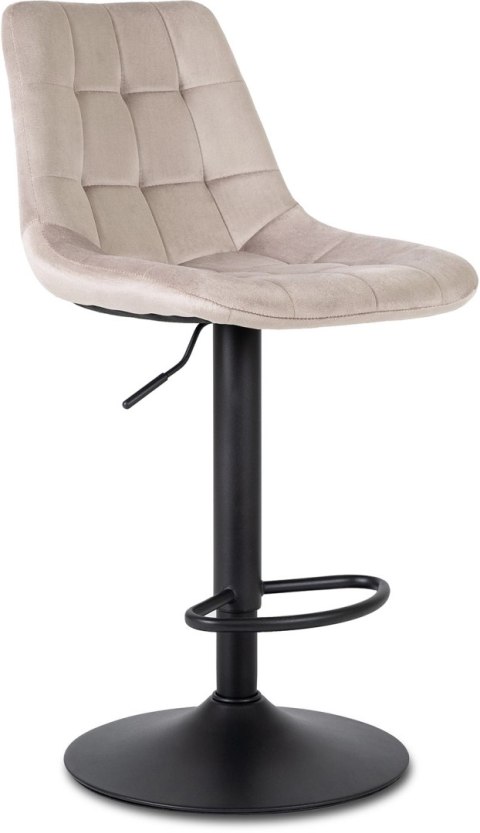 Krzesło Barowe Tapicerowane Hoker ARCOS 2 Beżowe Welurowe Nowoczesne Glamour
