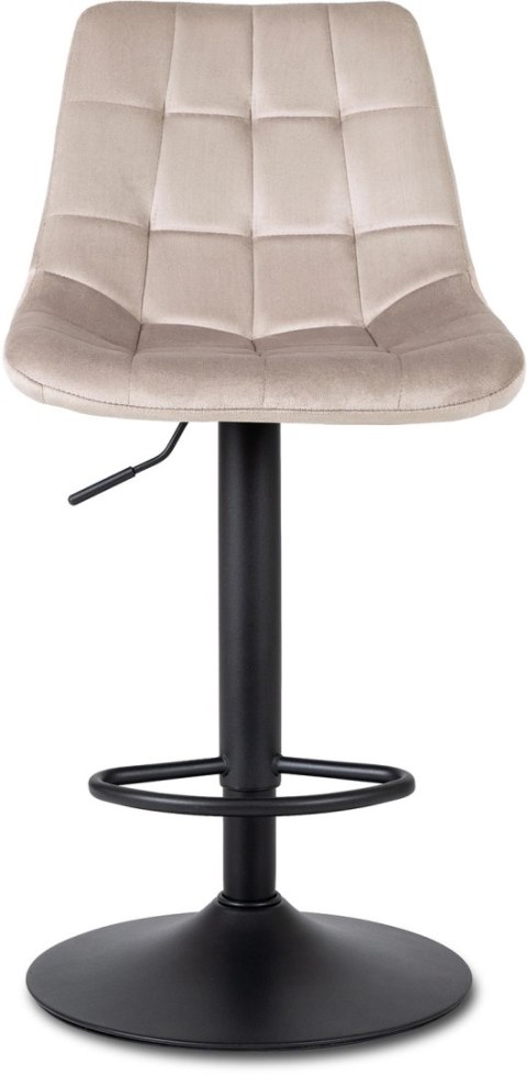 Krzesło Barowe Tapicerowane Hoker ARCOS 2 Beżowe Welurowe Nowoczesne Glamour