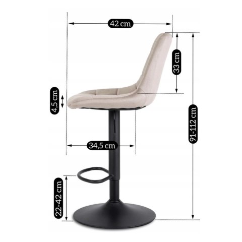 Krzesło Barowe Tapicerowane Hoker ARCOS 2 Beżowe Welurowe Nowoczesne Glamour
