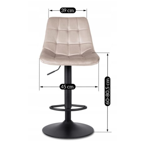Krzesło Barowe Tapicerowane Hoker ARCOS 2 Beżowe Welurowe Nowoczesne Glamour