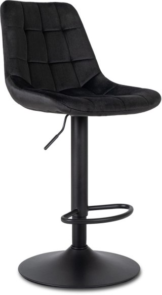 Krzesło Barowe Tapicerowane Hoker ARCOS 2 Czarne Welurowe Nowoczesne Glamour