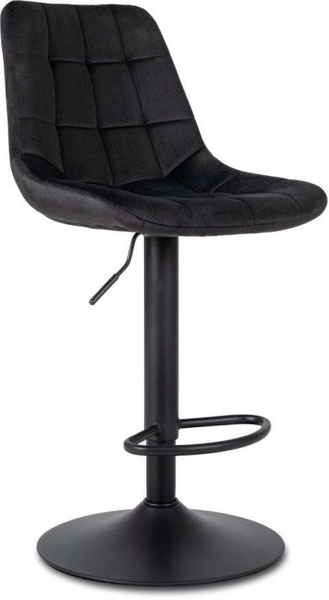 Krzesło Barowe Tapicerowane Hoker ARCOS 2 Czarne Welurowe Nowoczesne Glamour