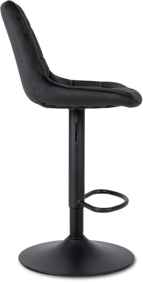 Krzesło Barowe Tapicerowane Hoker ARCOS 2 Czarne Welurowe Nowoczesne Glamour