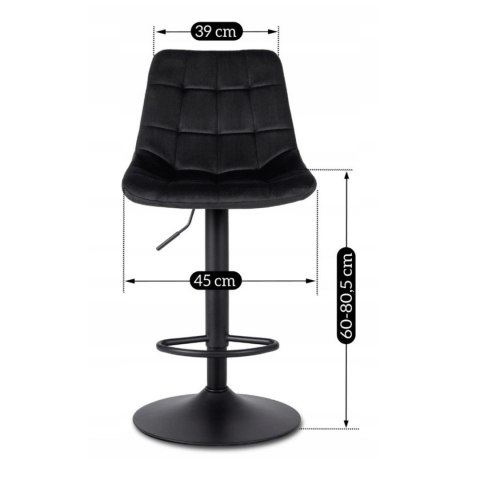 Krzesło Barowe Tapicerowane Hoker ARCOS 2 Czarne Welurowe Nowoczesne Glamour