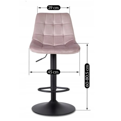Krzesło Barowe Tapicerowane Hoker ARCOS 2 Różowe Welurowe Nowoczesne Glamour