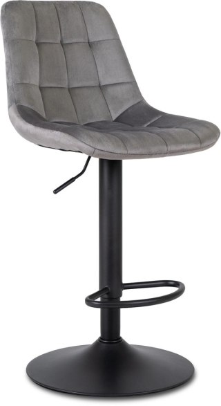 Krzesło Barowe Tapicerowane Hoker ARCOS 2 Szare Welurowe Nowoczesne Glamour