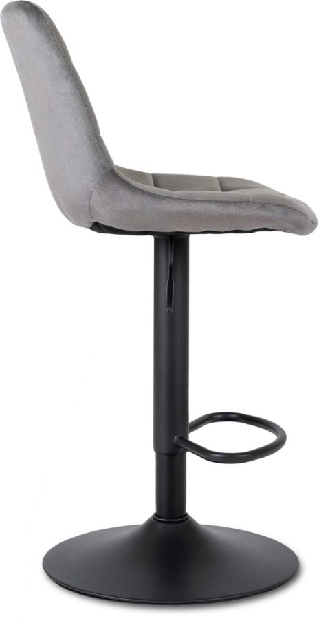 Krzesło Barowe Tapicerowane Hoker ARCOS 2 Szare Welurowe Nowoczesne Glamour