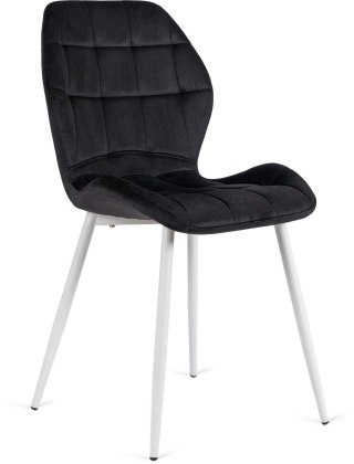 Krzesło LUCKY Czarne z Białymi Nogami Welurowe