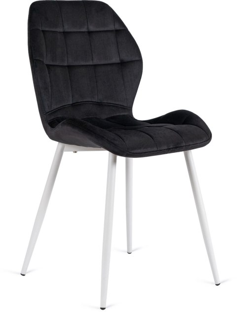 Krzesło LUCKY Czarne z Białymi Nogami Welurowe