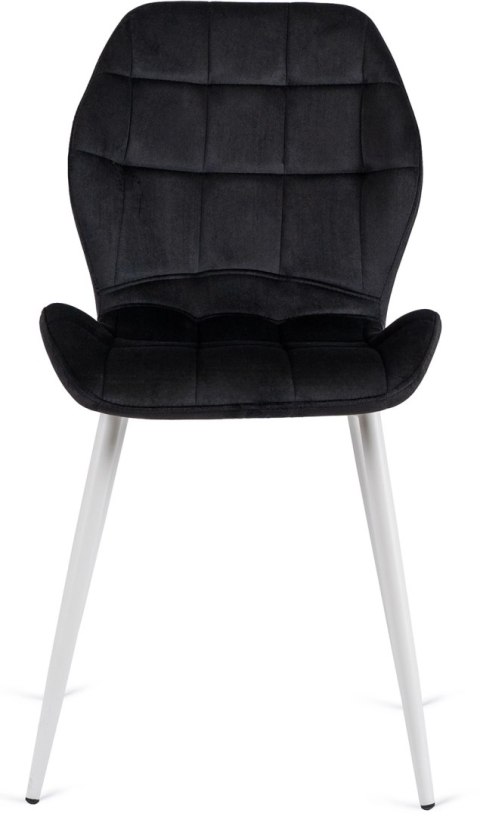 Krzesło LUCKY Czarne z Białymi Nogami Welurowe