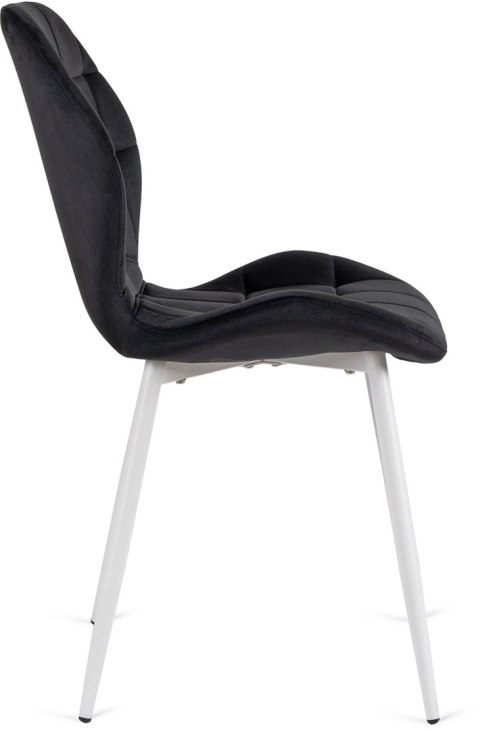 Krzesło LUCKY Czarne z Białymi Nogami Welurowe