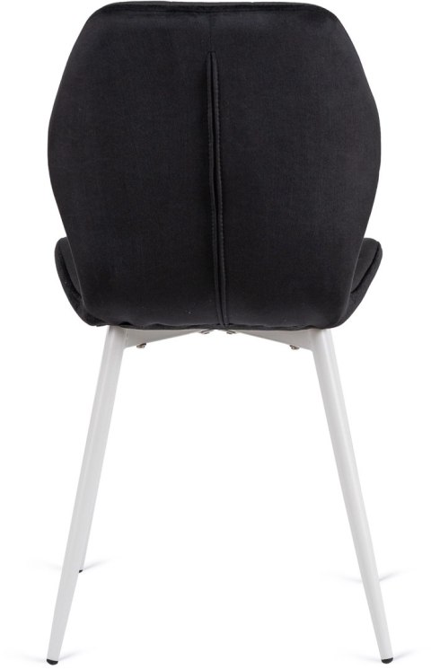 Krzesło LUCKY Czarne z Białymi Nogami Welurowe