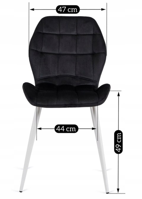 Krzesło LUCKY Czarne z Białymi Nogami Welurowe