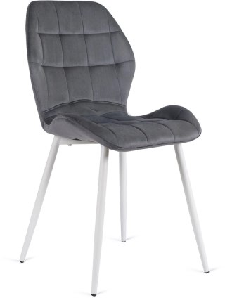 Krzesło LUCKY Szare z Białymi Nogami Welurowe
