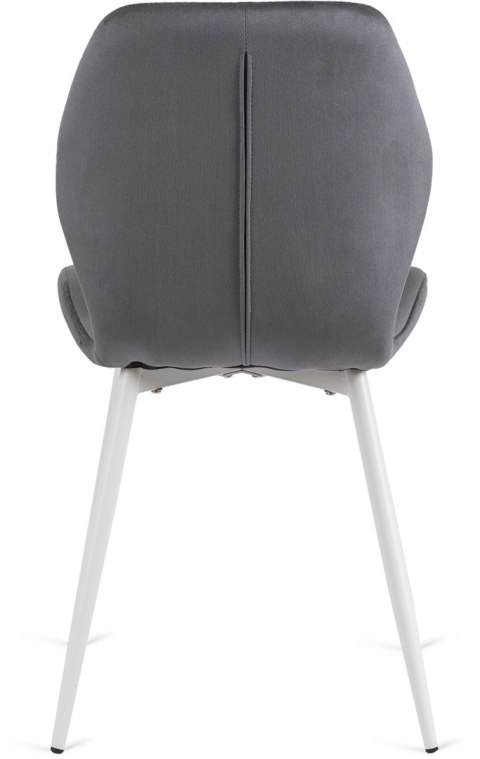 Krzesło Tapicerowane do Jadalni LUCKY Szare z Białymi Nogami Welurowe Nowoczesne