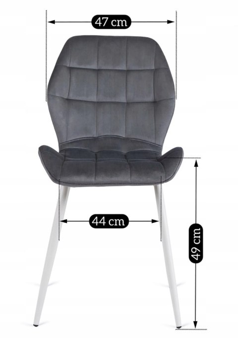 Krzesło Tapicerowane do Jadalni LUCKY Szare z Białymi Nogami Welurowe Nowoczesne