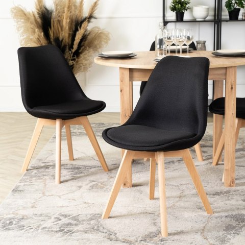Krzesło Tapicerowane do Jadalni NEVEL Czarne Skandynawskie