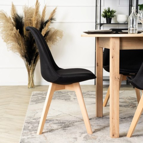 Krzesło Tapicerowane do Jadalni NEVEL Czarne Skandynawskie