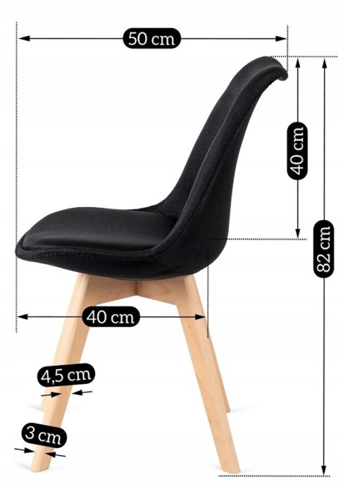 Krzesło Tapicerowane do Jadalni NEVEL Czarne Skandynawskie