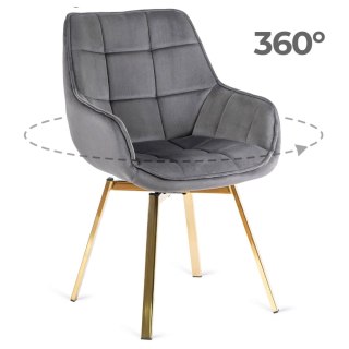 Krzesło Obrotowe MIA Szare Welurowe