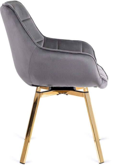 Krzesło Obrotowe MIA Szare Welurowe