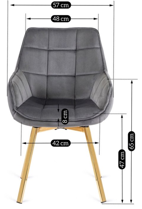 Krzesło Obrotowe MIA Szare Welurowe