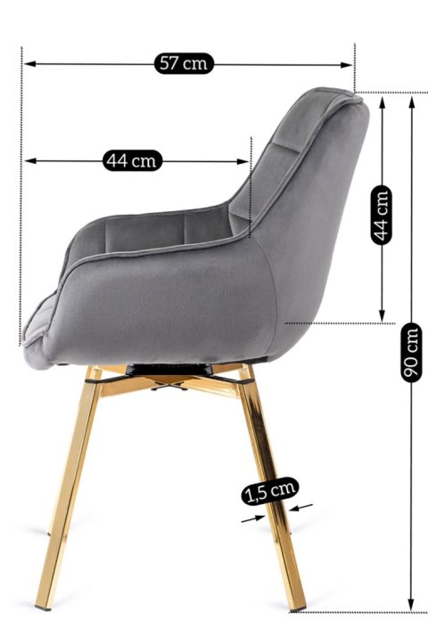 Krzesło Obrotowe MIA Szare Welurowe