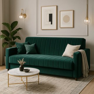 Sofa Rozkładana PORTO Zielona Welurowa