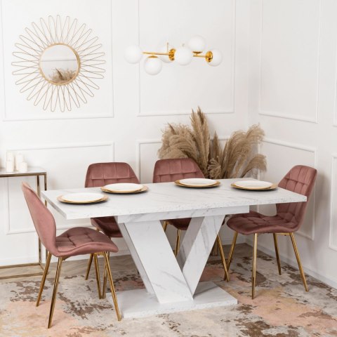 Stół CLARK Rozkładany 120-160 cm Biały Marmur