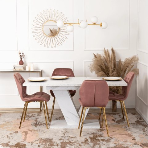 Stół CLARK Rozkładany 120-160 cm Biały Marmur